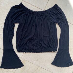 Emma & Sam off Shoulder Crop Top Black XS